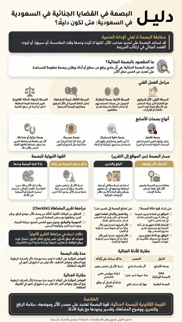 إنفوغرافيك دليل البصمة في القضايا الجنائية في السعودية