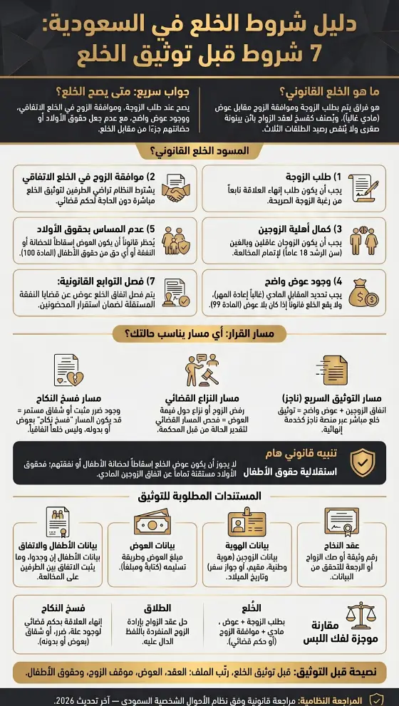إنفوغرافيك دليل شروط الخلع في السعودية