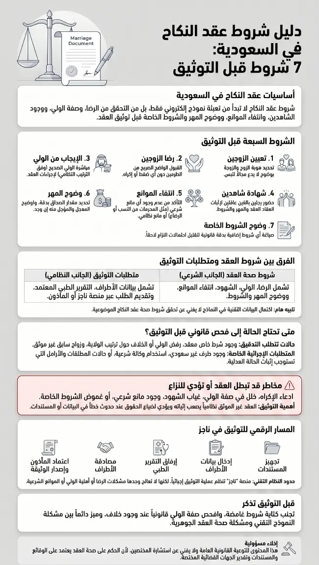 إنفوغرافيك دليل شروط عقد النكاح في السعودية