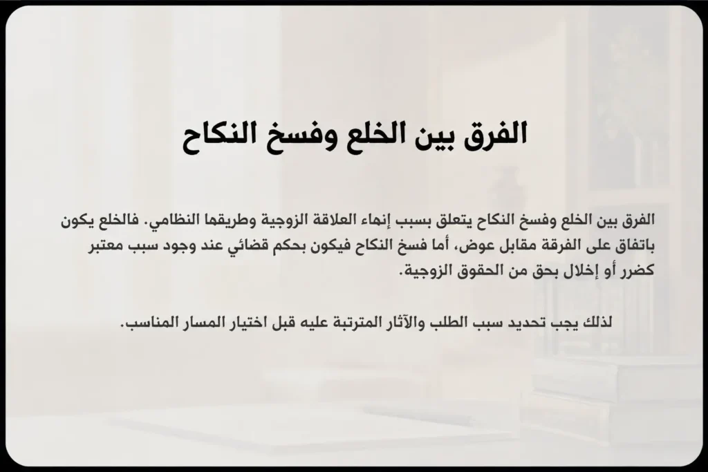 الفرق بين الخلع وفسخ النكاح