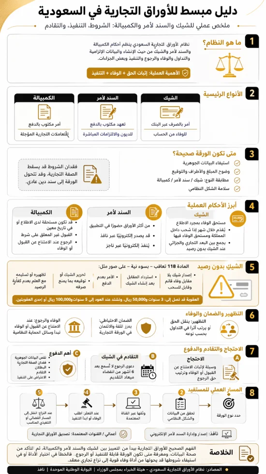 إنفوغرافيك دليل مبسط للأوراق التجارية في السعودية