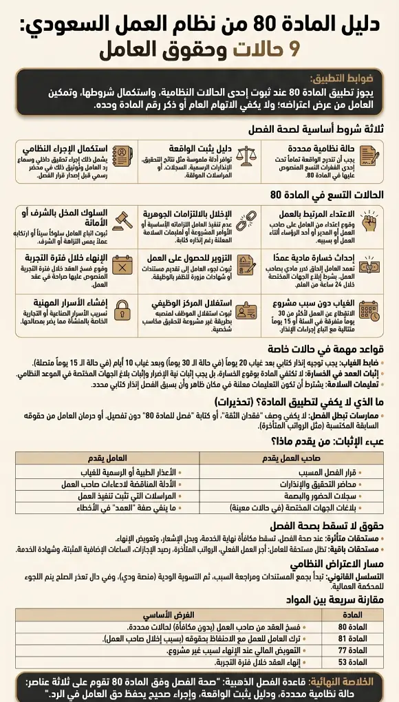 إنفوغرافيك دليل المادة 80 من نظام العمل السعوديِ