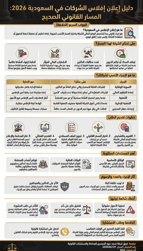 إنفوغرافيك دليل إعلان إفلاس الشركات في السعودية 2026