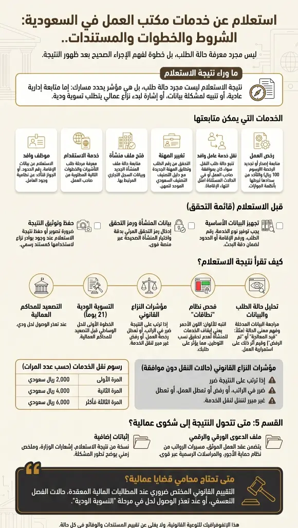 إنفوغرافيك استعلام عن خدمات مكتب العمل في السعودية