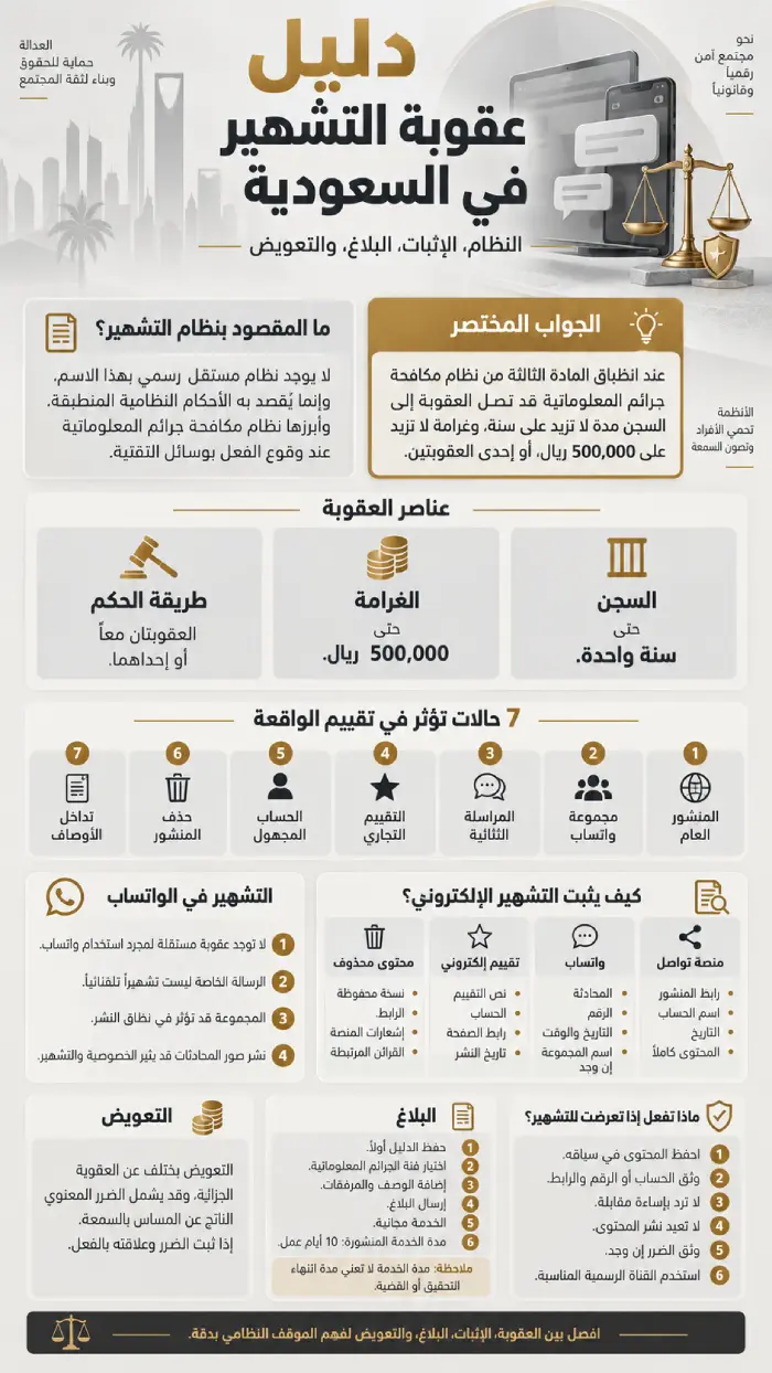 إنفوغرافيك دليل عقوبة التشهير في السعودية