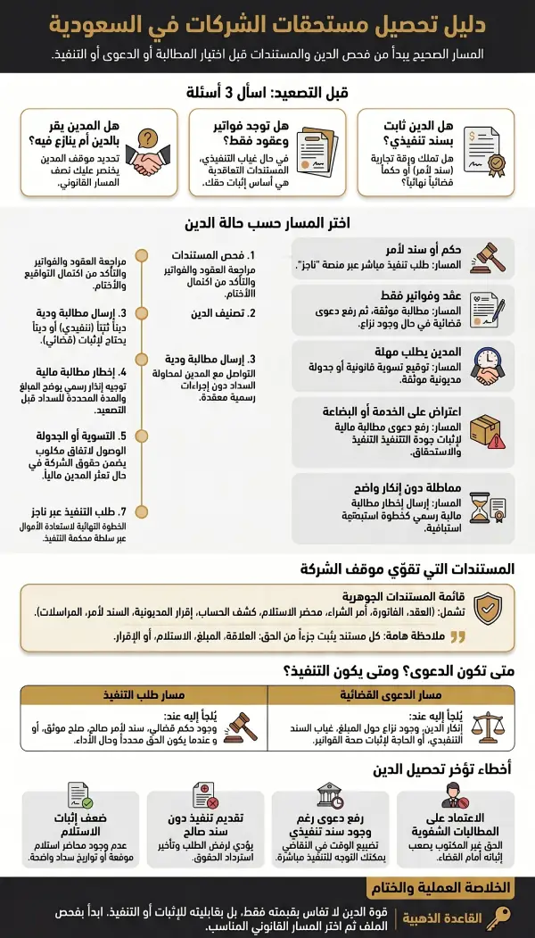 إنفوغرافيك دليل كيفية تحصيل ديون الشركات