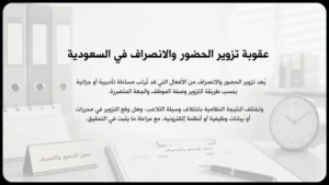عقوبة تزوير الحضور والانصراف في السعودية عند التلاعب بسجلات الدوام أو إثبات حضور غير صحيح