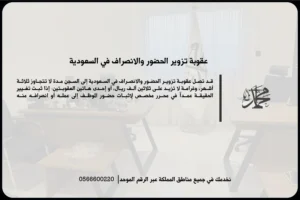 عقوبة تزوير الحضور والانصراف في السعودية عند التلاعب بسجلات الدوام أو إثبات حضور غير صحيح