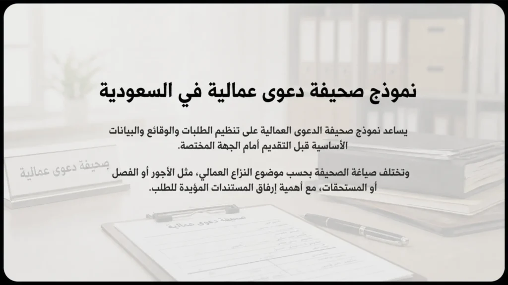 نموذج صحيفة دعوى عمالية في السعودية لتحديد الطلبات والمستندات وبيانات العامل وصاحب العمل