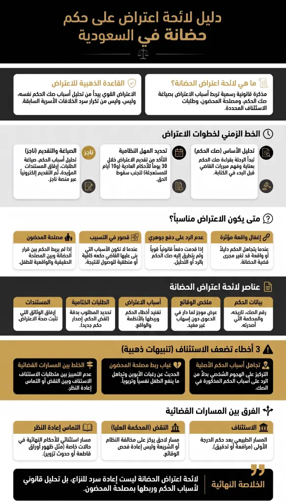 إنفوغرافيك دليل لائحة اعتراض على حكم حضانة