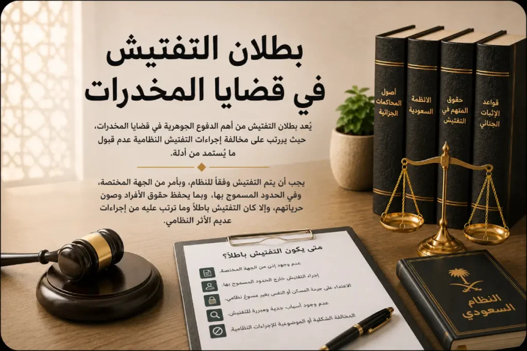 بطلان التفتيش في قضايا المخدرات عند مخالفة الإجراءات النظامية في السعودية