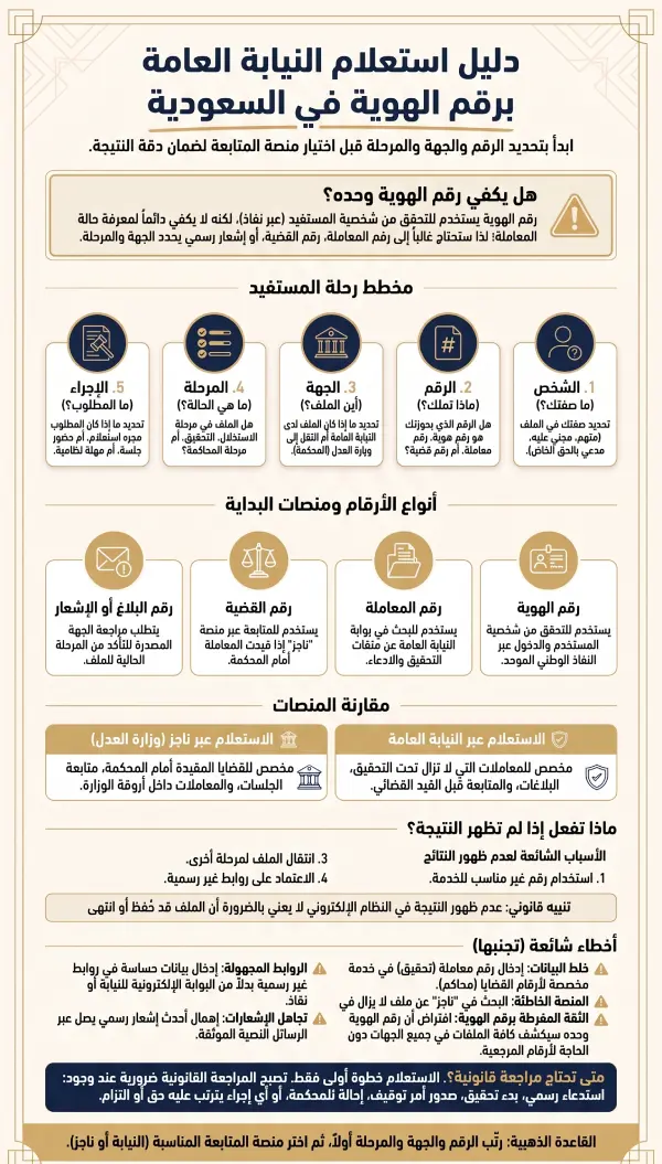 إنفوغرافيك استعلام النيابة العامة برقم الهوية في السعودية