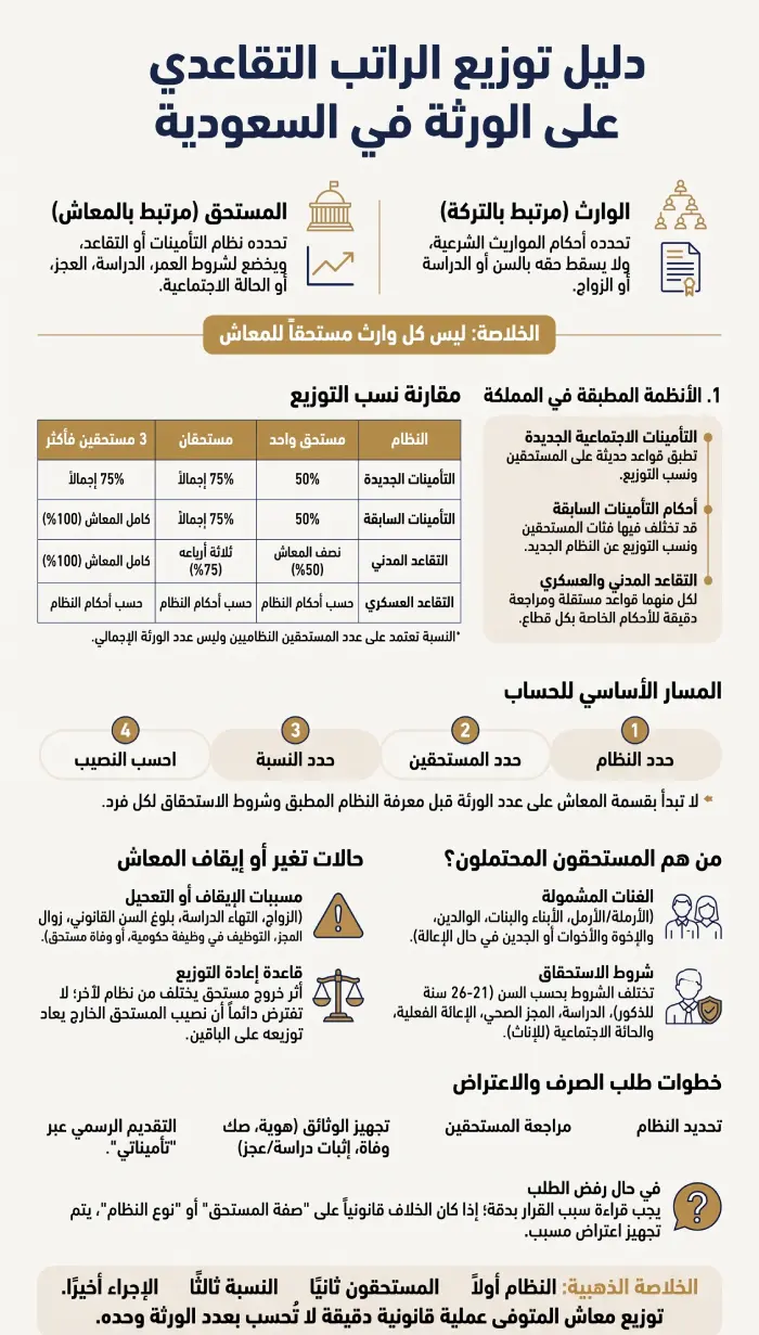 توزيع المعاش التقاعدي للورثة