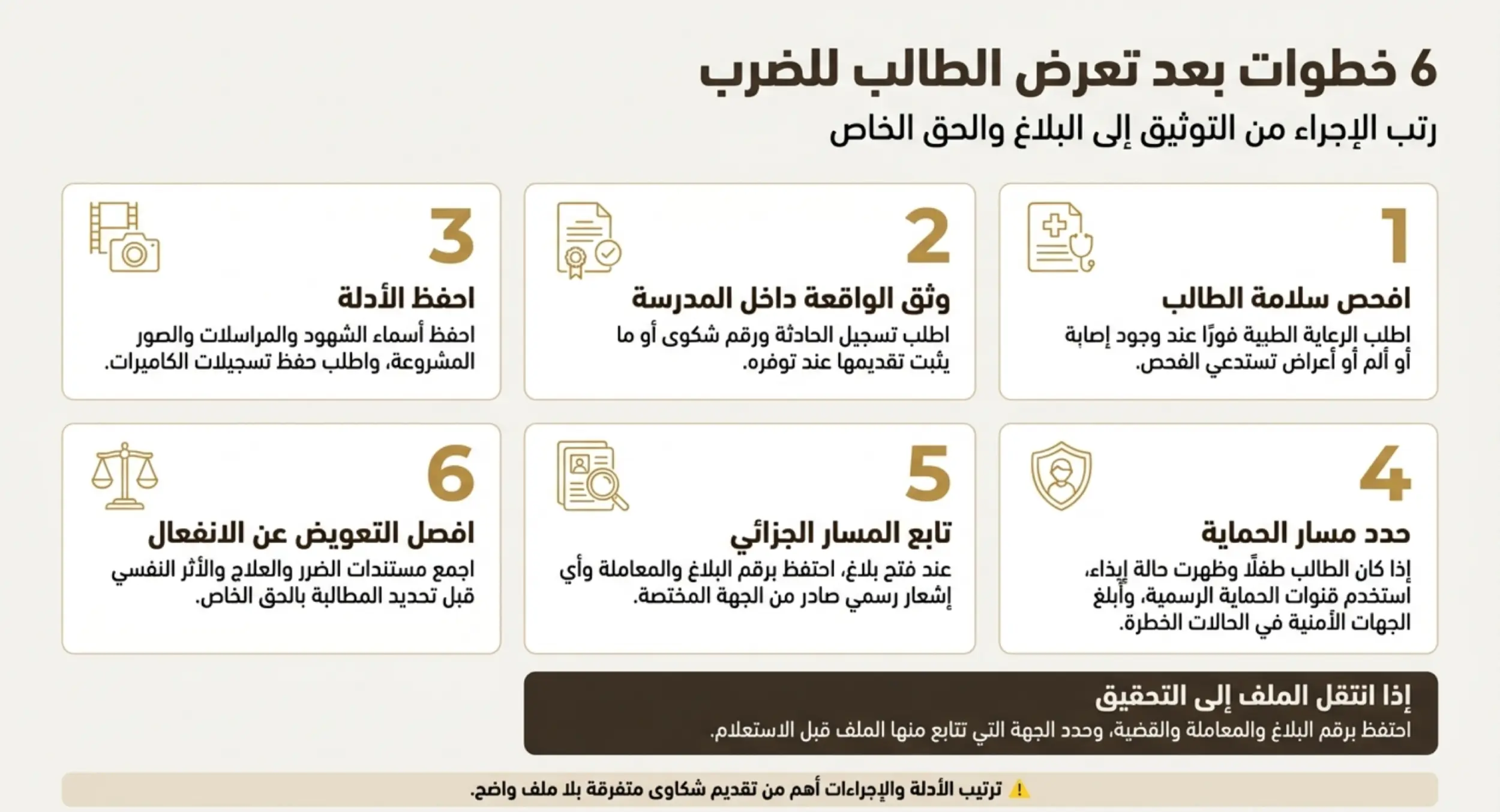 6 خطوات بعد تعرض الطالب للضرب